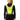 A person wearing a yellow LED reflective vest with adjustable straps and a front pocket, over a black top and pants.