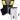 Black and yellow hydration vest with a water bladder on a white background