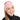 Woman wearing a pink headband with white patterns on a white background