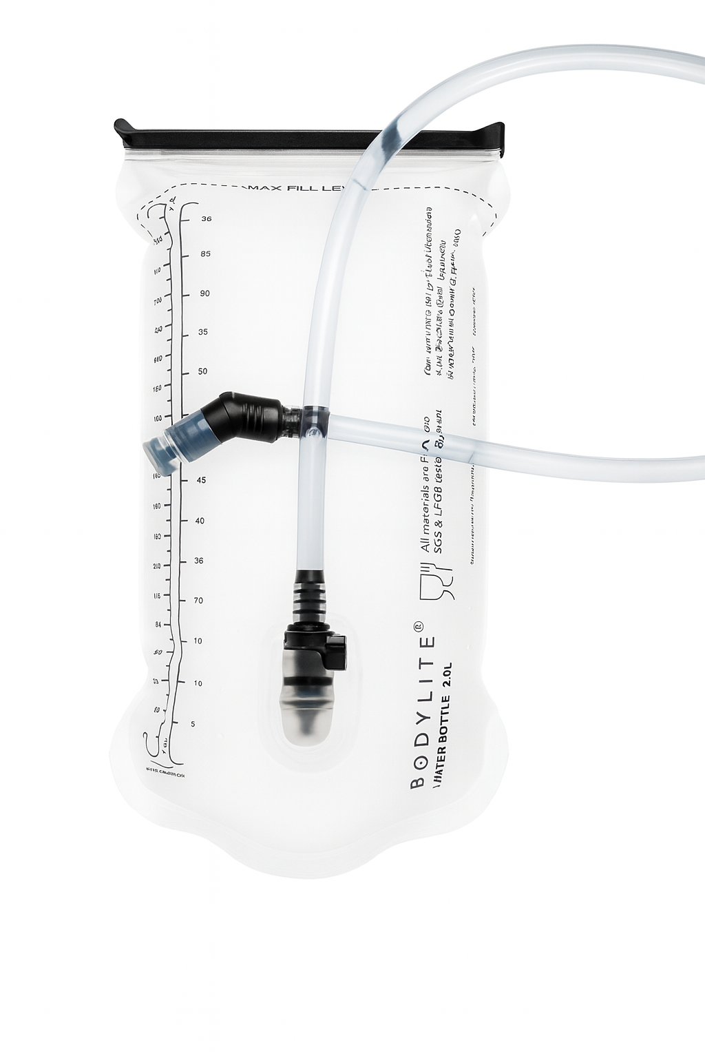 Bodylite hydration bladder with hose on a white background
